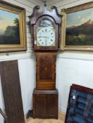 Galloway of Leeds. An early 19th century mahogany and oak 8 day longcase clock, with painted dial,