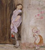 George John Pinwell, R.W.S. (1842-1875) - pencil and watercolour, Sketch of a mother and child