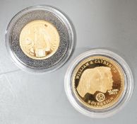 A London mint Tristan da Cunha proof gold sovereign and a similar proof gold Battle of Britain coin,