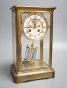 A late 19th century French four glass mantel clock with S.Marti movement, mercury pendulum & key.