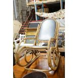 A bamboo bentwood rocking chair