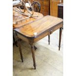 A Regency rosewood banded mahogany card table, width 90cm