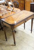 A Regency rosewood banded mahogany card table, width 90cm