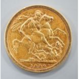 A Victorian 1889 gold full sovereign.