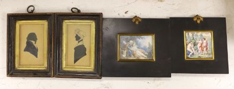 A 19th century Continental School watercolour on ivory, classical scene of figure representing