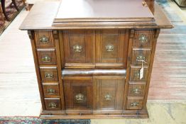 A walnut drink's cabinet, converted from a sewing machine cabinet, 86.5 cm wide, 45 cm deep, 80 cm