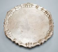 A George II silver waiter, with later engraved decoration, Robert Abercrombie, London, 1739, 20.7cm,