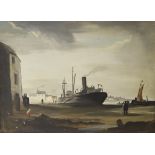 Philip Hugh Padwick (1876-1958), oil on board, 'Butts Wharf, Sussex', ROI 1957 exhibition label