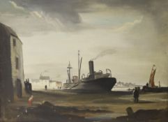 Philip Hugh Padwick (1876-1958), oil on board, 'Butts Wharf, Sussex', ROI 1957 exhibition label