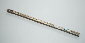 An Edwardian silver combination ruler and double ended propelling pencil, J.C Vickery, London, 1905,