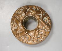 A Victorian circular copper ‘cannon and ball’ jelly mould, 15cm. diam.