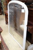 A late Victorian later white painted arched overmantel mirror, width 118cm, height 140cm