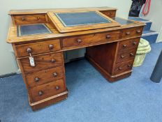 A Victorian ‘Dickens’ mahogany pedestal desk, width 137cm, height 87cmThis model is very similar