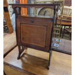 An Edwardian satinwood banded mahogany newspaper stand, width 54cm, depth 22cm, height 75cm