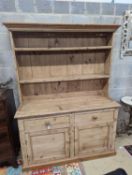 A Victorian and later pine dresser, length 140cm, depth 52cm, height 190cm