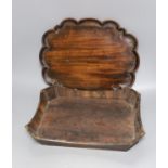 A Georgian oval pie crust tray 38 cms wide and a Regency rosewood letter tray.