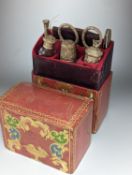 A Victorian lady’s seven-piece necessaire, with white metal mounts, in Morocco leather case, 10.