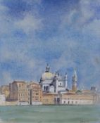 John J. Mole, 1996, watercolour, 'Distant view of Santa Maria della Salute, Venice, Italy',