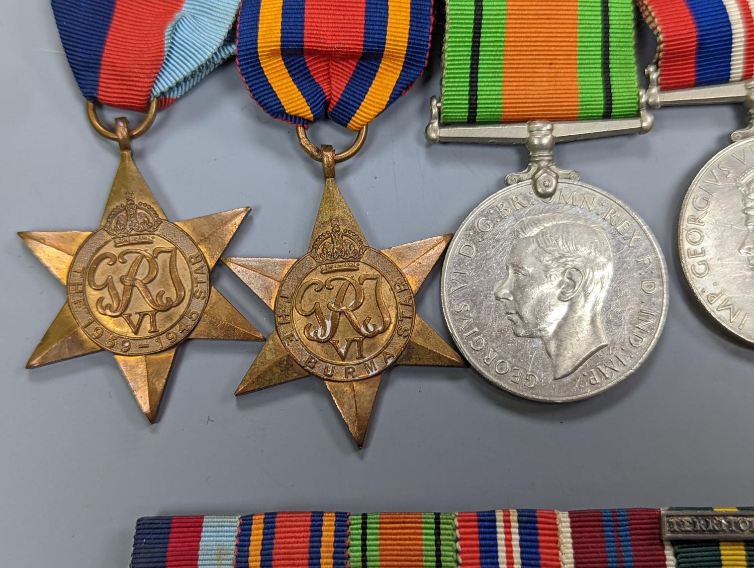 A WWII medal group of six, with miniatures, and a royal commemorative medal, 1937 - Image 2 of 15