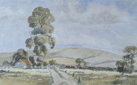 Frank Wootton (1914-1998), watercolour, Summer afternoon South Downs, signed, 23 x 37cm