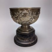 An Edwardian repousse silver presentation rose bowl, Nathan & Hayes, Chester, 1906, 15.3cm diameter,