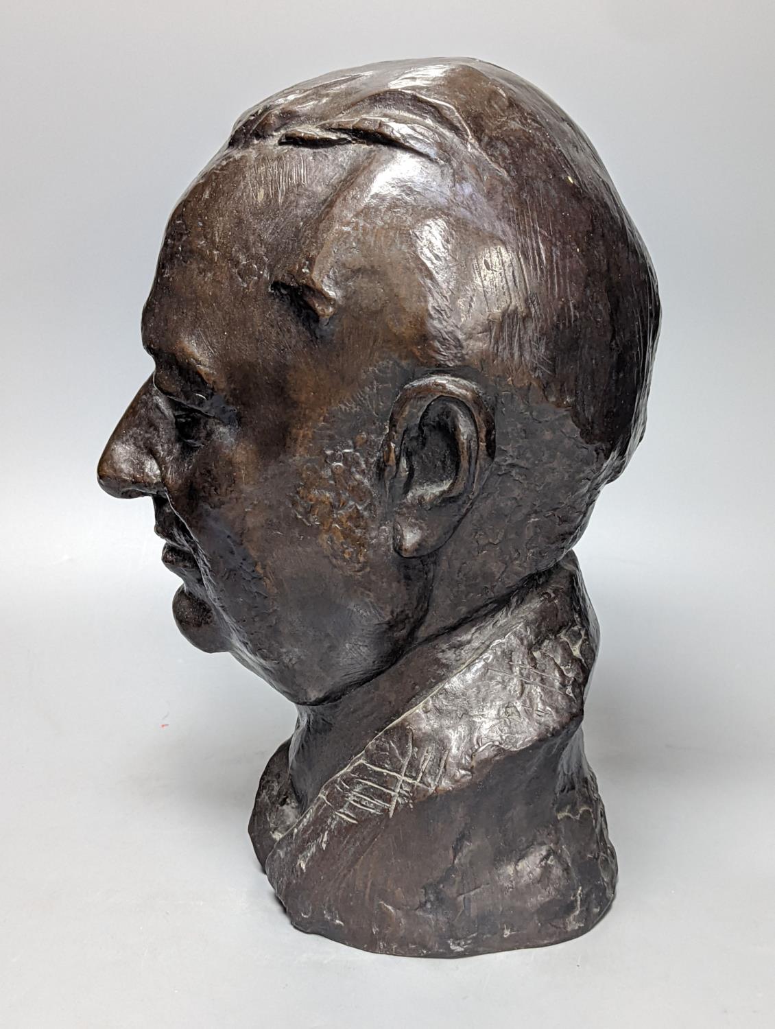 Michel Millberger, bronze bust of a man, indistinct foundry mark 34cm - Image 2 of 4