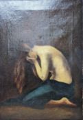 H M Tooth (19th C.), oil on canvas, Crying woman, signed, 47 x 33cm, unframed