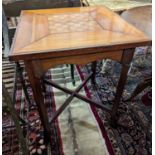 An early 20th century French inlaid games table, width 61cm, depth 61cm, height 7cm