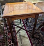 An early 20th century French inlaid games table, width 61cm, depth 61cm, height 7cm