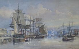 W. H. Hunt (19th C.), watercolour, Yarmouth Harbour and Quays, signed and dated 1878, 33 x 52cm