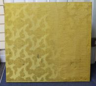 A Chinese yellow ground silk damask panel, with Ruyi all over cloud design, 76 cms wide x 72 high.