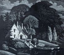 George Edward Mackley (1900-1983), etching, 'The house by the lake', signed in pencil 31/75, 13 x