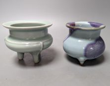 A Chinese Jun type censer and a celadon glazed censer