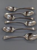 A matched set of six George III silver teaspoons, Peter & William Bateman, London, 1808(5) and one