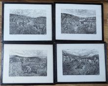 Edna Whyte (1930-), set of four prints, Scenes of old Highland life, signed in pencil, 23 x 30cm