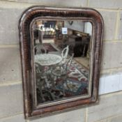 A 19th century French painted silvered wood wall mirror, width 54cm, height 70cm