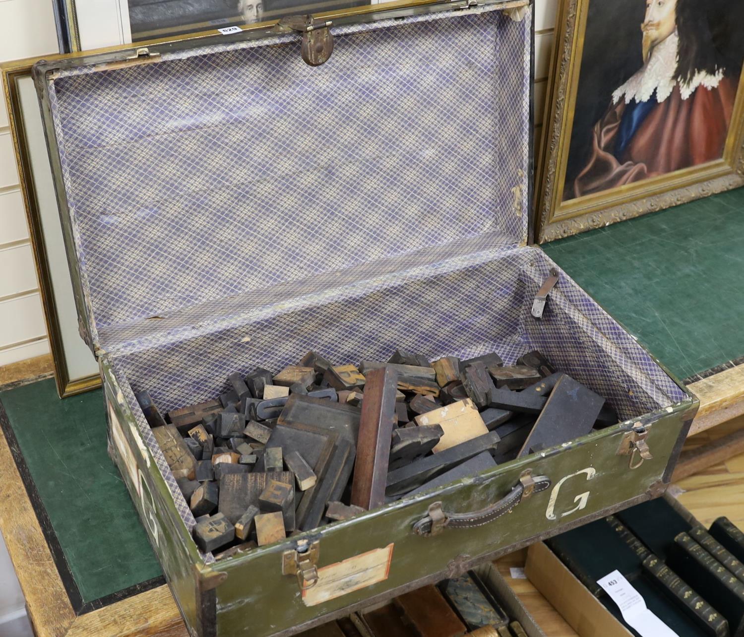 A trunk containing printer’s blocks