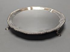 A George III silver waiter, John Cox, London, 1772, with later inscription to base, 18cm,9.5oz.