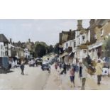 John Yardley (1933-), watercolour, Village street scene, signed, 33 x 50cm