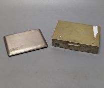 A George V engine turned silver cigarette case, 11.3cm, together with an 800 standard white metal