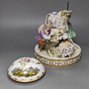 A group of incomplete 19th Meissen porcelain groups, bases, covers etc. (a.f) (7)