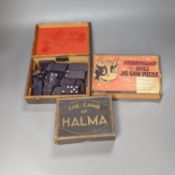 Two boxes containing games and puzzles, late 19th to mid 20th century