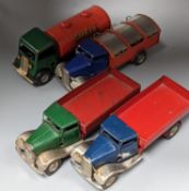 Four Tri-Ang Minic commercial vehicles, each 14cm