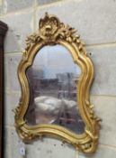 A 19th century French giltwood and gesso cartouche wall mirror, width 51cm, height 66cm