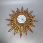 A French giltwood sunburst clock circa 1900 41.5cm