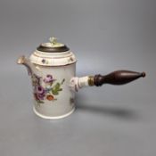 A Ludwigsburg chocolate pot, late 18th century, 18cm, associated ormolu mounted cover