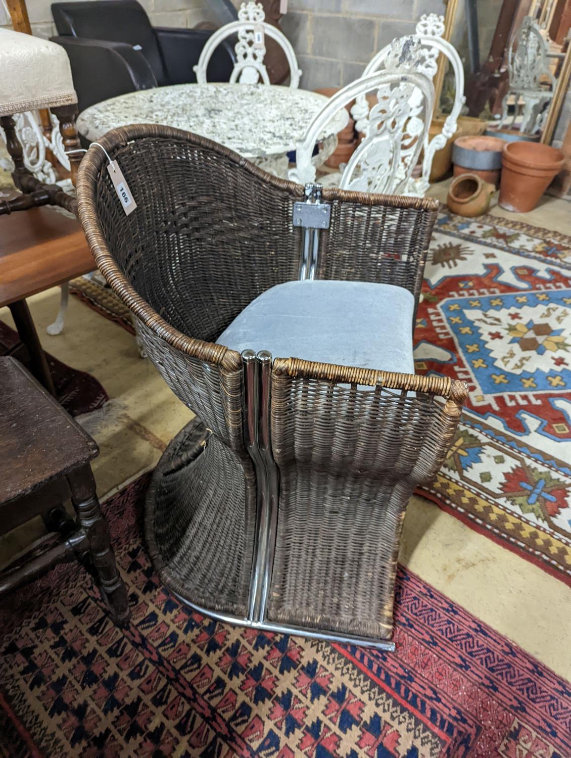 A rattan and chrome conservatory chair, width 60cm, depth 50cm, height 73cm - Image 4 of 4