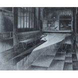 James Taylor Dolby (1909-1975), etching, Station interior, signed and dated 1952, 3/24, 12.5 x 15.