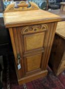 A Victorian satin walnut bedside cabinet, width 41cm, depth 38cm, height 86cm