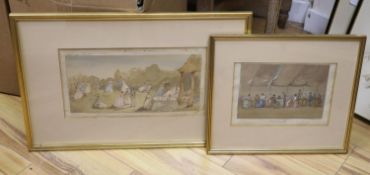 19th century English school, watercolour and body colour ‘A Garden Party, Lyme Regis’, signed, and